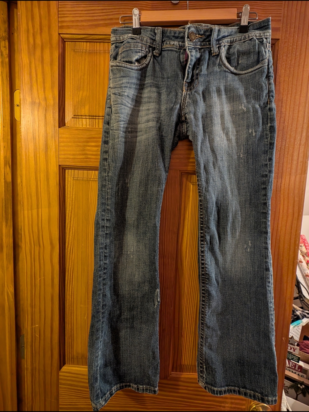 Vigoss Women's Boot Cut Jeans in Distressed Blue Wash